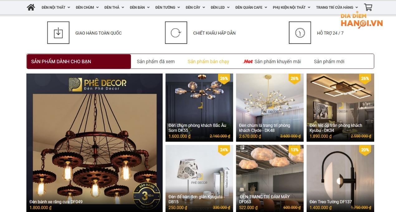 website cửa hàng Phê Decor