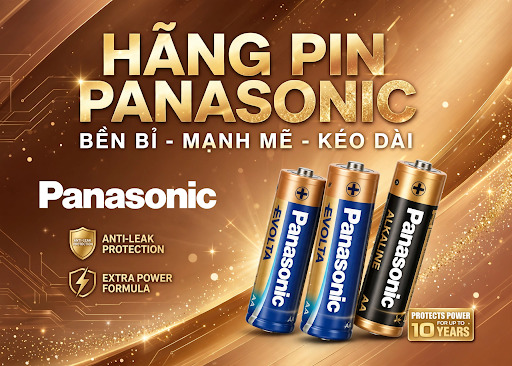 Pin Panasonic là lựa chọn đáng tin cậy cho nhiều thiết bị điện tử gia đình và chuyên dụng